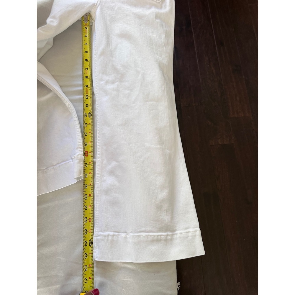 Maeve Anthropologie The Colette Wide Leg Crop Pants White 27 High Rise Utility - Picture 9 of 10